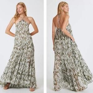 MISA Los Angeles Andromeda Dress Spring Ikat Print Large NWT